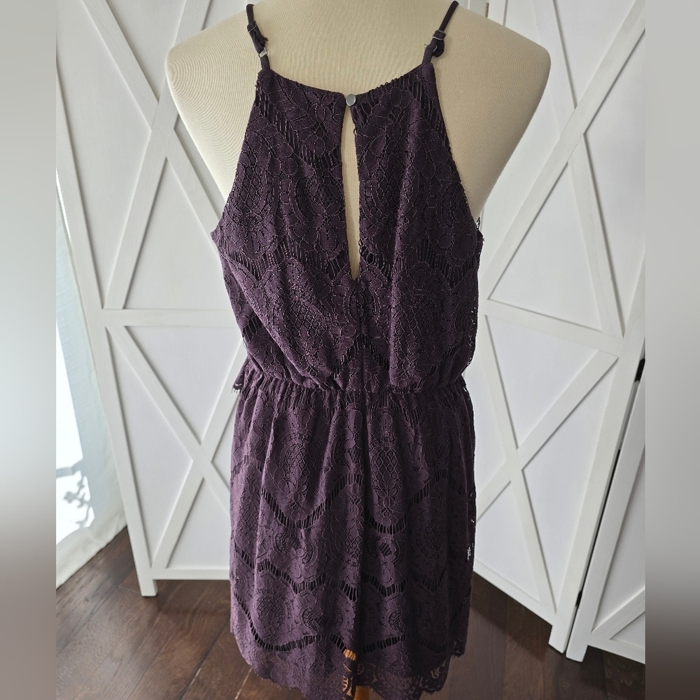 Exhilaration (NWT) Strappy Plum Color Midi Lace Dress - Picture 4 of 10